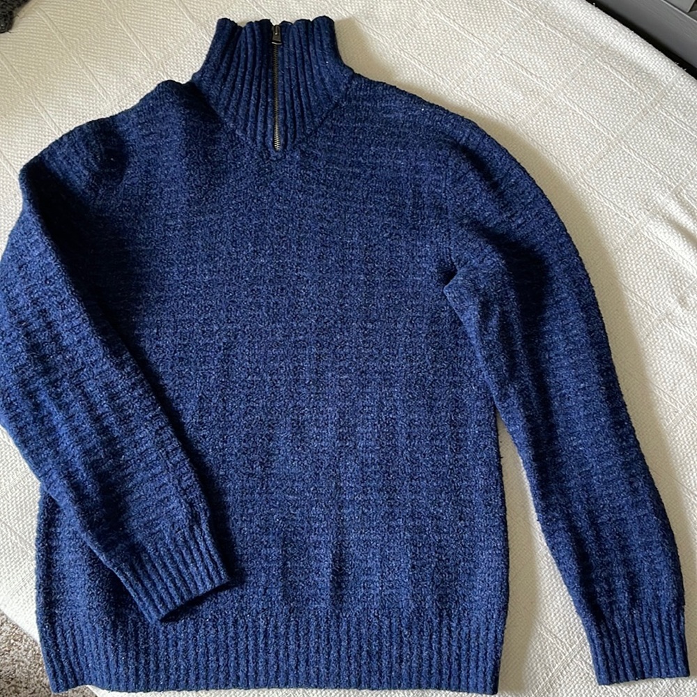 Gap Textured Navy Blue Quarter Zip Pullover Knit Sweater Large